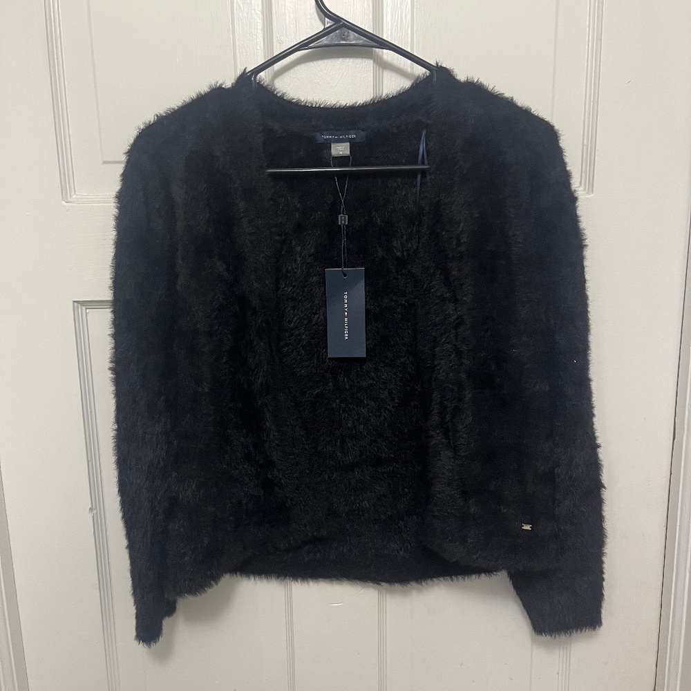 NWT Tommy Hilfiger Black Nylon Cardigan Size Medium